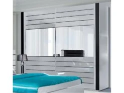 Armoire LINA Blanche Et Noire Brillante Tout équipée. Meuble Design Pour Votre Chambre à Coucher