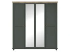 Armoire 200x220 Avec 4 Portes. Coloris Vert Kaki Et Chêne. Collection ASSIA
