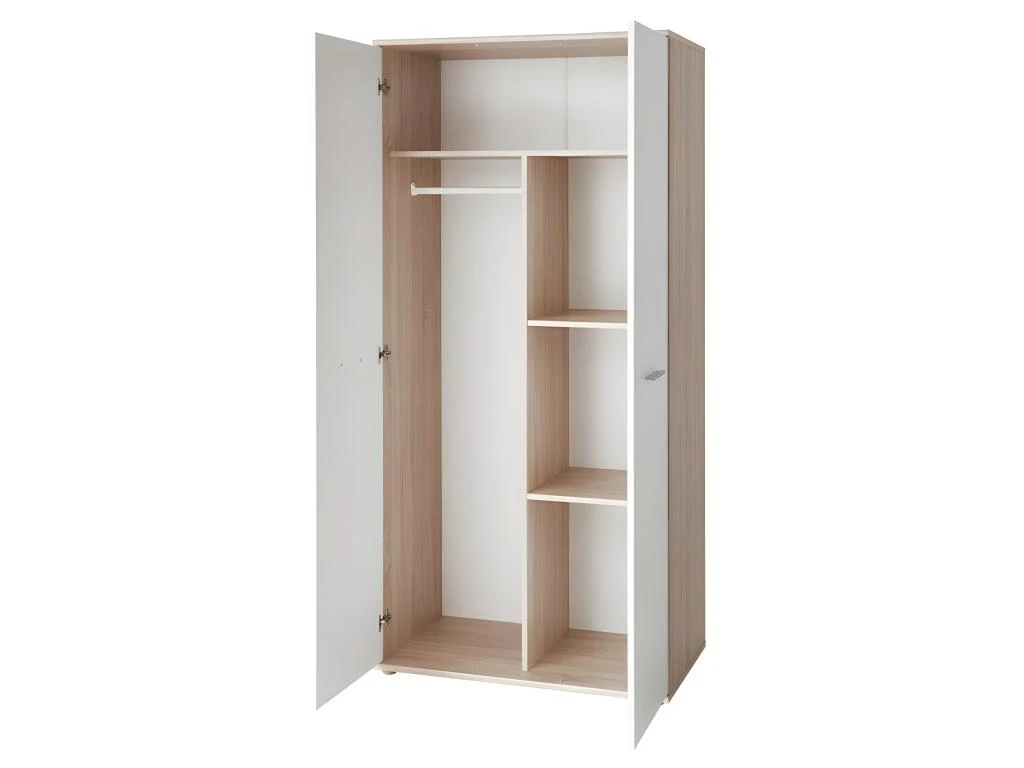 Armoire Chambre D'enfant Design Coloris ChĂȘne Et Blanc Avec 2 Portes Battantes Collection DENVER. â Image 3