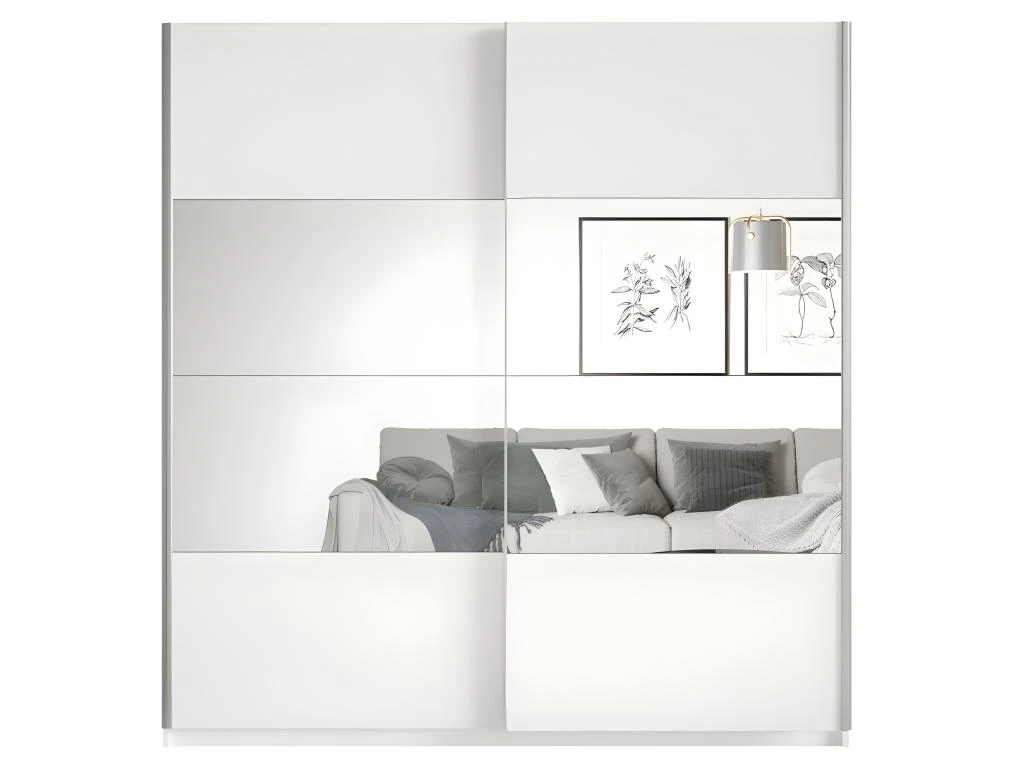 Armoire Design 220cm. 2 Portes Avec Miroirs Modulables. Couleur Blanc Mat. Collection EOS – Image 4