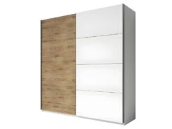 Armoire 2 Portes Coulissantes 220cm Couleur ChĂȘne Et Blanc. Collection FLOYD