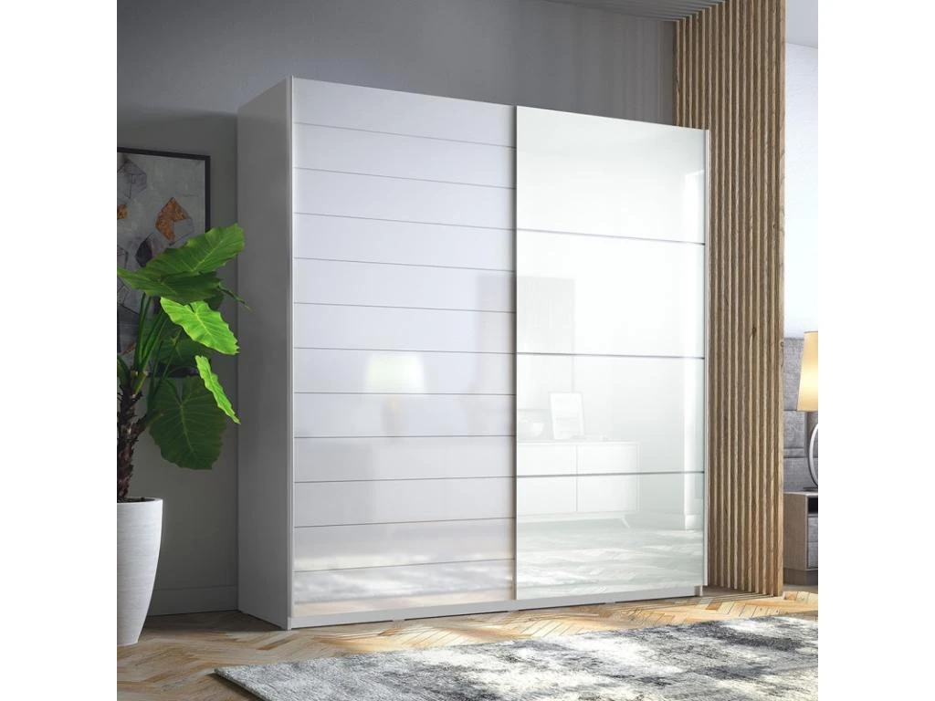 Armoire 2 Portes Coulissantes 220cm Couleur Blanc Brillant. Collection FLOYD – Image 2