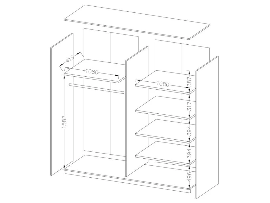 Armoire 2 Portes Coulissantes 220cm Couleur Blanc Brillant. Collection FLOYD – Image 5