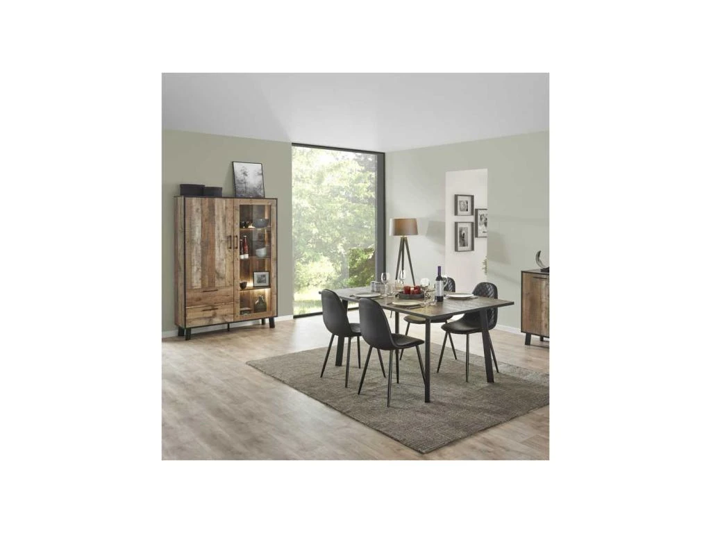 Vaisselier 2 Portes 2 Tiroirs Bois/MĂ©tal - NINO â Image 2