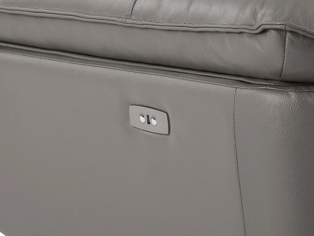 Fauteuil Relax électrique En Cuir De Vachette Gris NOVENA – Image 8