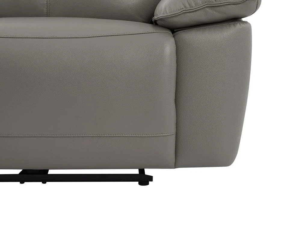 Fauteuil Relax électrique En Cuir De Vachette Gris NOVENA – Image 7