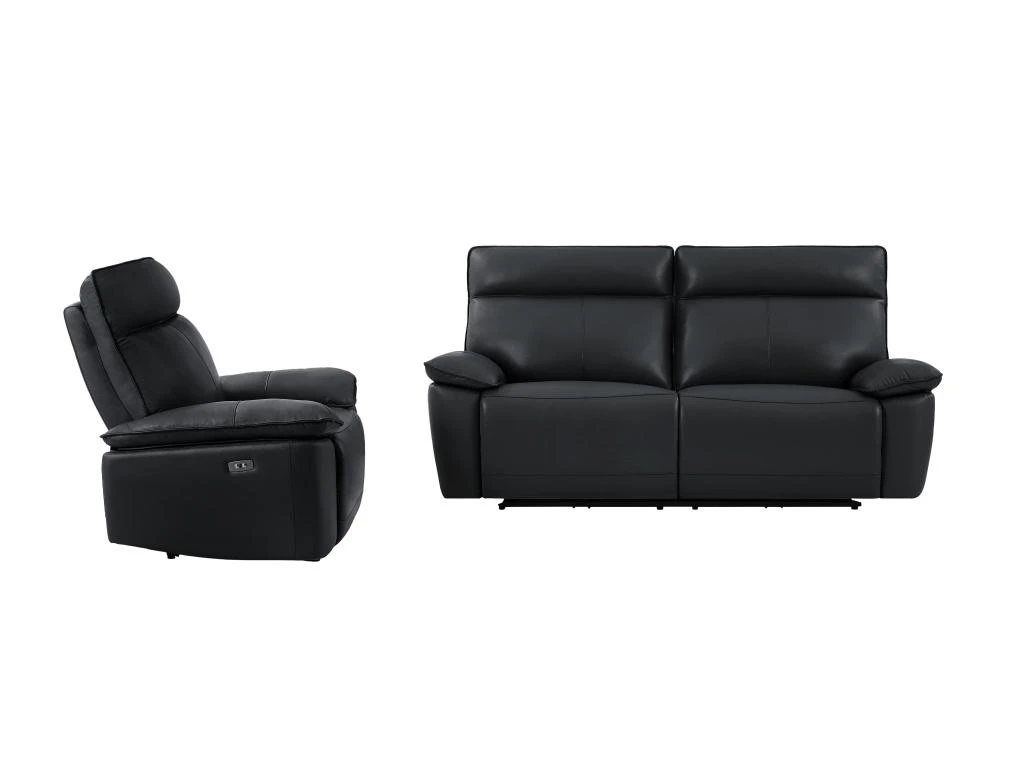 Fauteuil Relax électrique En Cuir De Vachette Gris NOVENA – Image 12