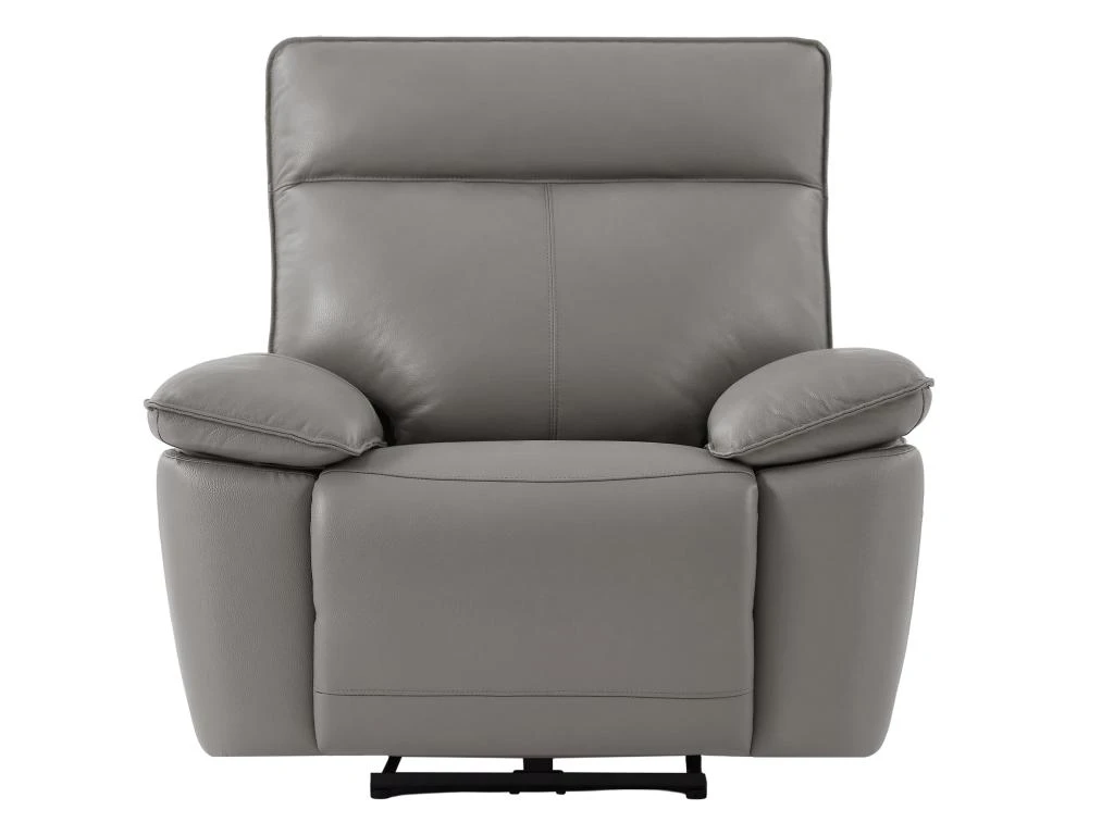 Fauteuil Relax électrique En Cuir De Vachette Gris NOVENA – Image 3