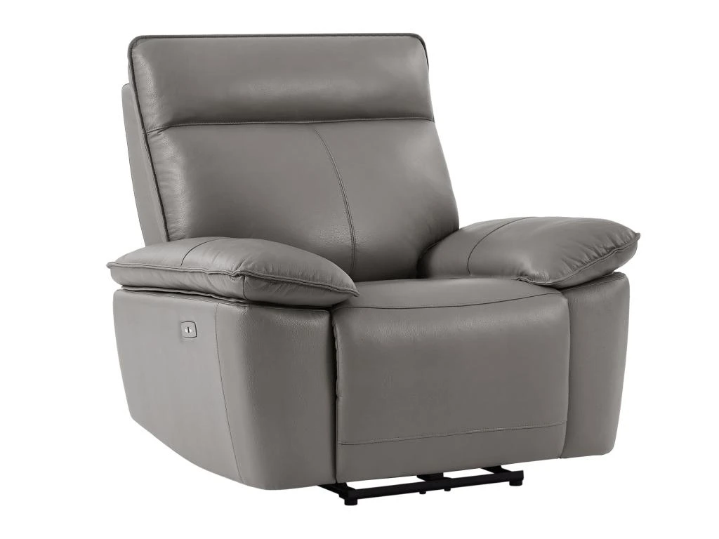 Fauteuil Relax électrique En Cuir De Vachette Gris NOVENA – Image 2