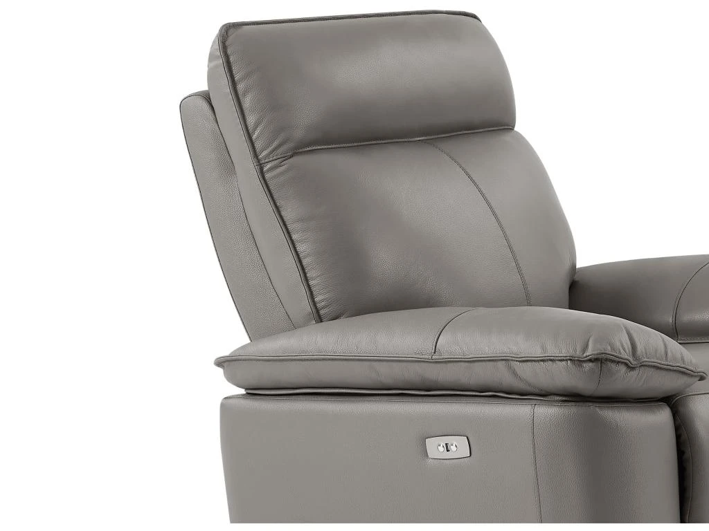 Fauteuil Relax électrique En Cuir De Vachette Gris NOVENA – Image 6