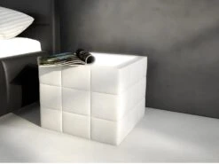 Table De Chevet Design - Simili Blanc Avec LEDs - ELYO