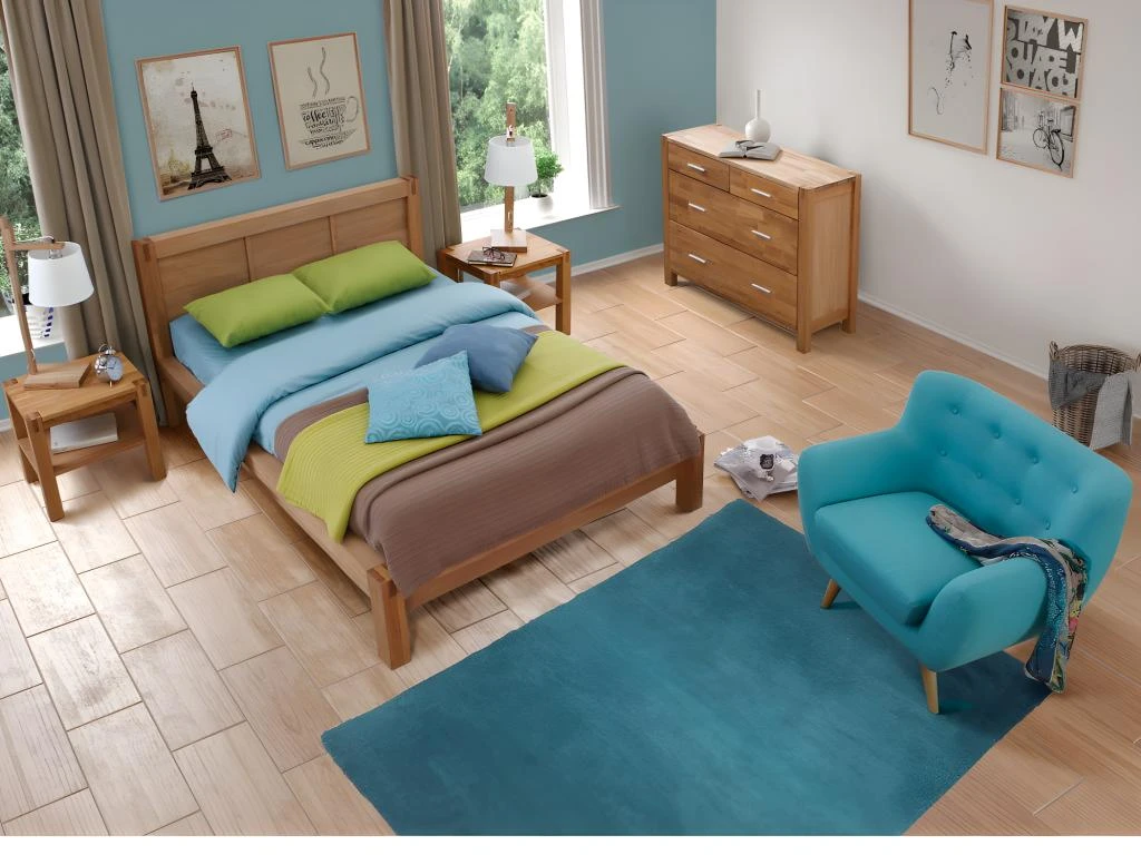 Table De Chevet En Bois - 1 Tablette - Chêne Huilé - BROCELIANDE II – Image 3