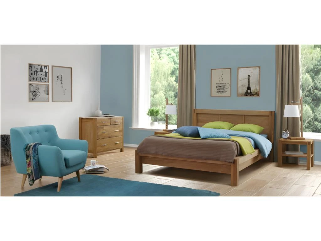 Table De Chevet En Bois - 1 Tablette - Chêne Huilé - BROCELIANDE II – Image 2