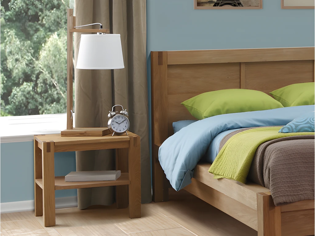 Table De Chevet En Bois - 1 Tablette - Chêne Huilé - BROCELIANDE II