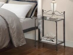 Table De Chevet Romantique - 1 Tablette - Métal Façon Fer Forgé - MARQUISE