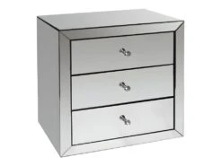 Table De Chevet Design - 3 Tiroirs - MDF Et Miroir - GLACIA De Pascal Morabito