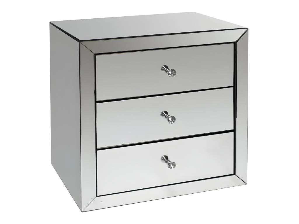 Table De Chevet Design - 3 Tiroirs - MDF Et Miroir - GLACIA De Pascal Morabito