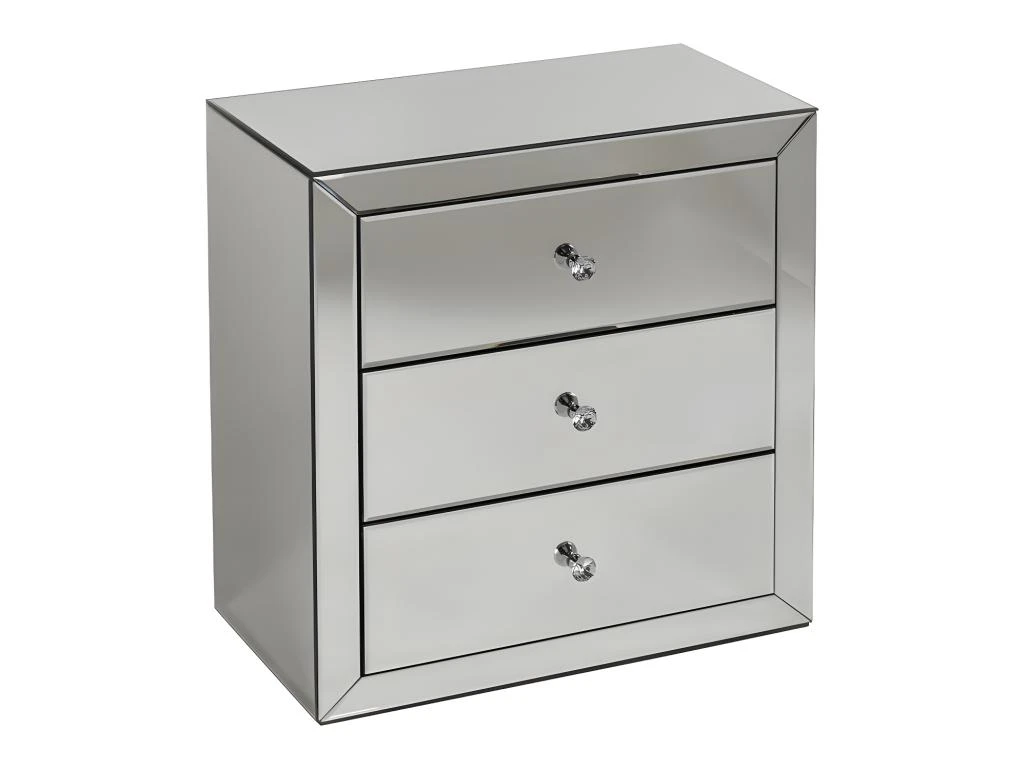 Table De Chevet Design - 3 Tiroirs - MDF Et Miroir - GLACIA De Pascal Morabito – Image 4