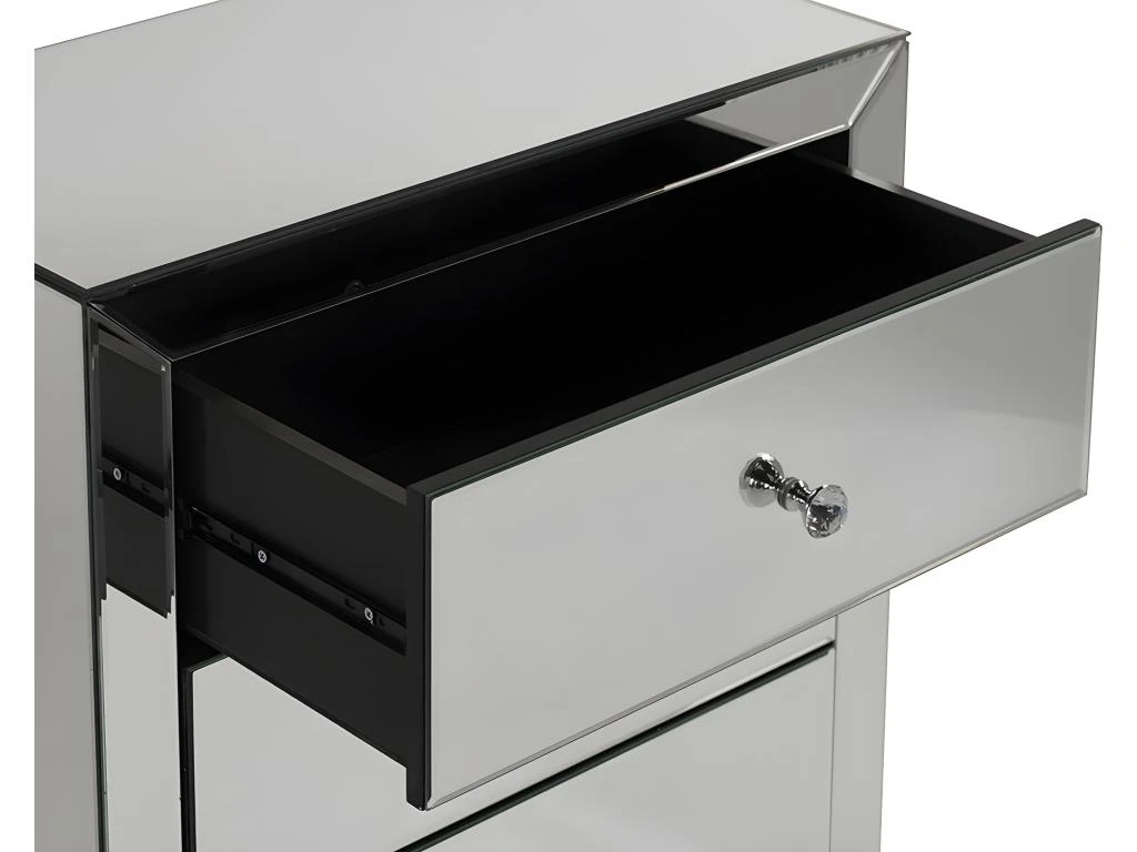 Table De Chevet Design - 3 Tiroirs - MDF Et Miroir - GLACIA De Pascal Morabito – Image 6