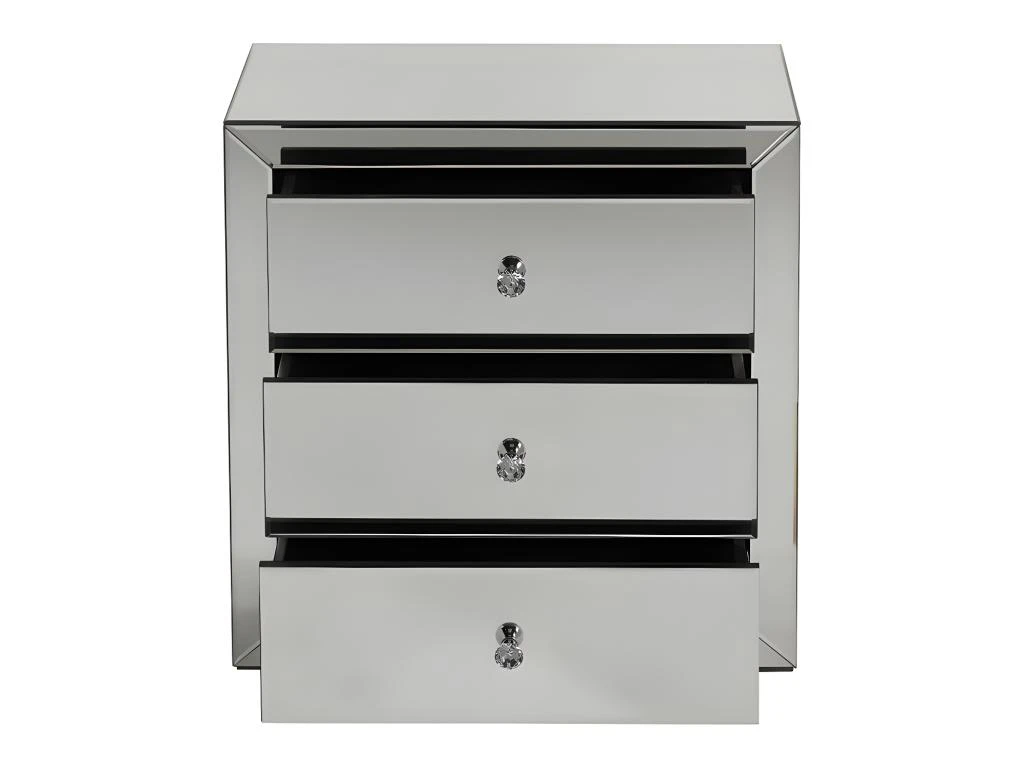 Table De Chevet Design - 3 Tiroirs - MDF Et Miroir - GLACIA De Pascal Morabito – Image 3