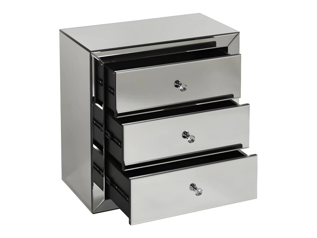 Table De Chevet Design - 3 Tiroirs - MDF Et Miroir - GLACIA De Pascal Morabito – Image 5