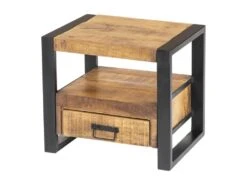 Table De Chevet Industrielle - 1 Tiroir Et 1 Niche - Bois De Manguier Et Métal - HARLEM