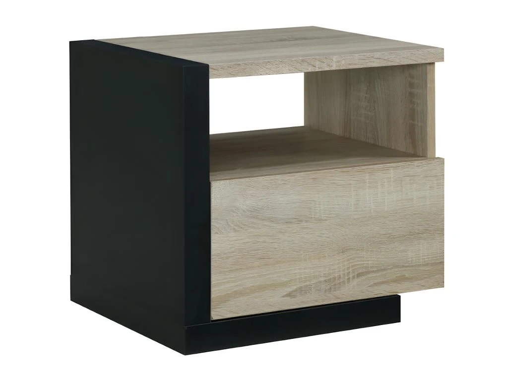 Table De Chevet Scandinave - 1 Tiroir Et 1 Niche - ChĂȘne Et Noir - NAPOLI â Image 3
