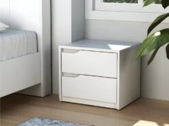 Table De Chevet - 2 Tiroirs - MDF - Blanc - LUCILE II