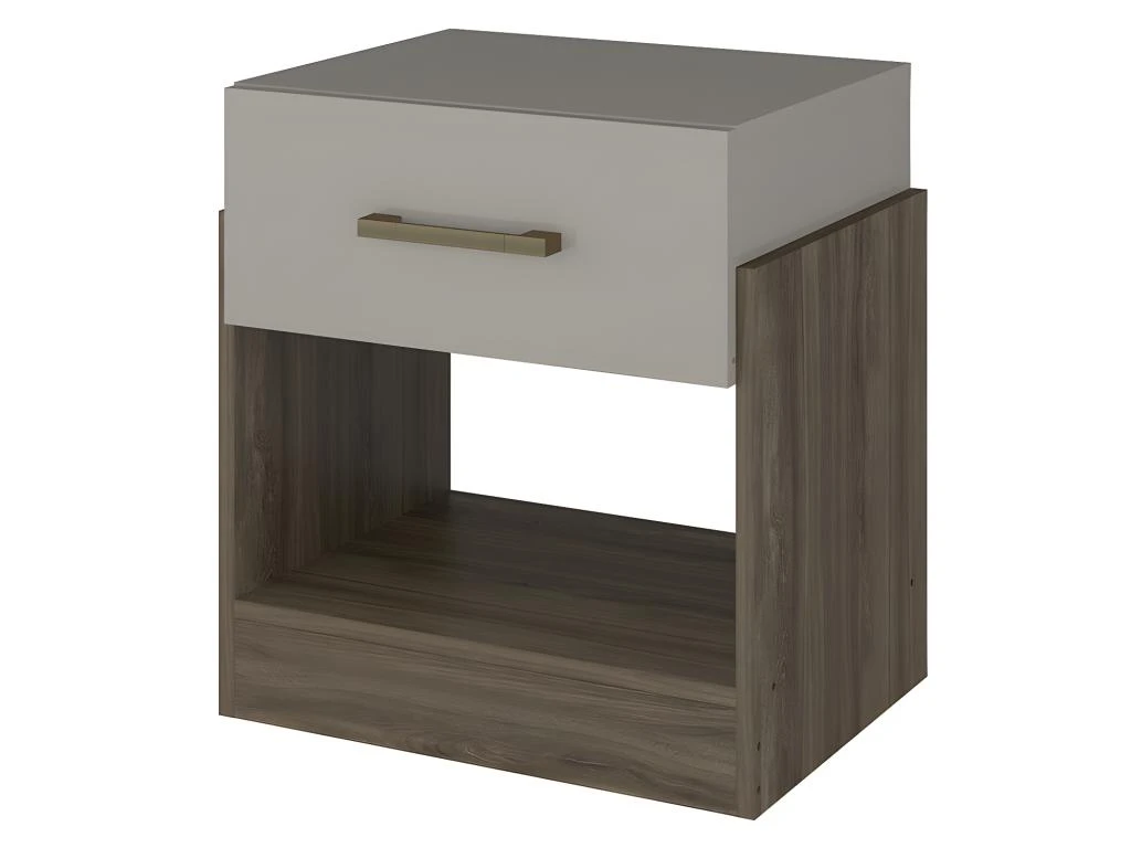 Table De Chevet 1 Tiroir Et 1 Niche - Coloris : Taupe Et Marron - BODIL II – Image 4