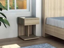 Table De Chevet BORLA - 1 Tiroir - ChĂȘne