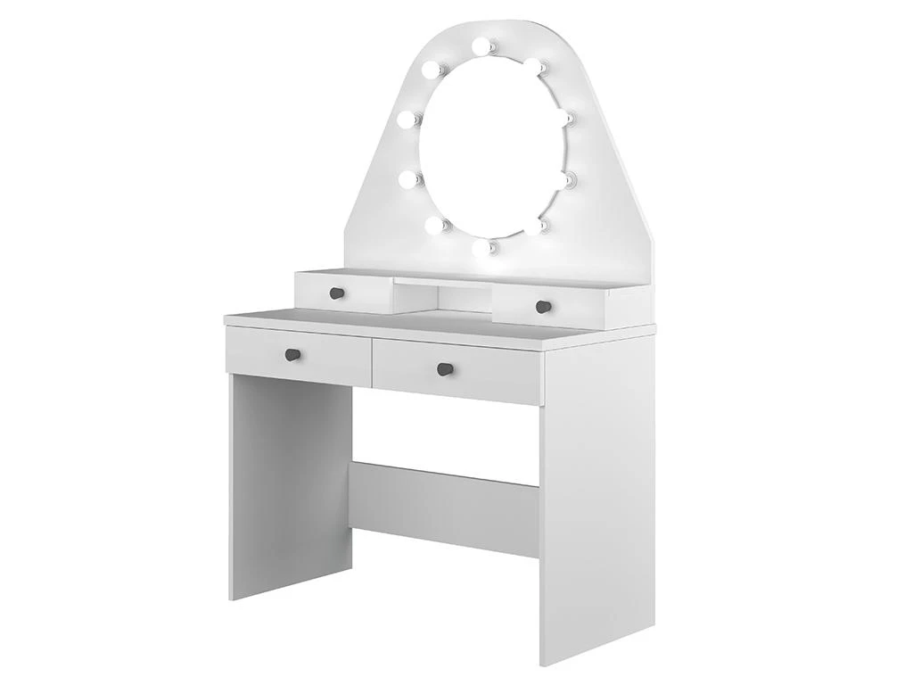 Coiffeuse GABRIELA - Miroir Ă LEDs Et Rangements - Blanc â Image 5