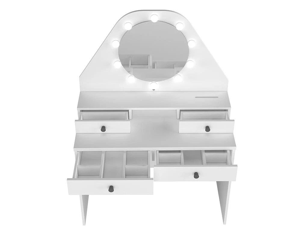 Coiffeuse GABRIELA - Miroir Ă LEDs Et Rangements - Blanc â Image 4