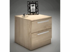 Table De Chevet - 2 Tiroirs - Chêne - MATHIAS