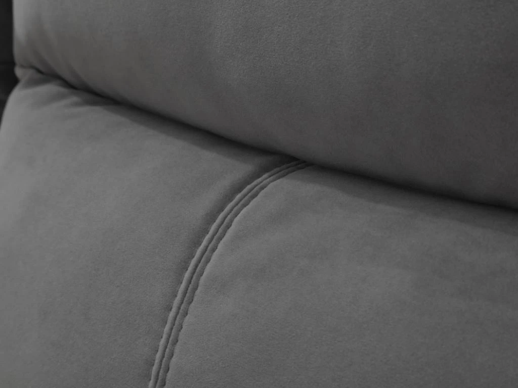 Fauteuil Relax électrique En Velours METTI - Gris Et Bandes écru – Image 7