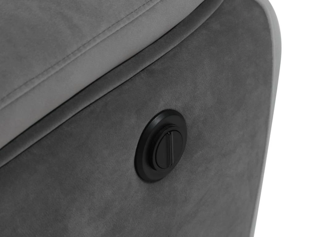 Fauteuil Relax électrique En Velours METTI - Gris Et Bandes écru – Image 6