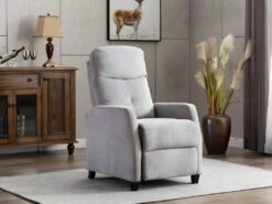 Fauteuil Relax En Tissu FEREOLE - Gris Clair