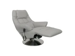 Fauteuil De Relaxation électrique Cuir Gris Clair - THADER