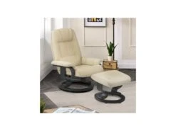 Fauteuil De Relaxation Cuir Beige - EXCELLY N°1