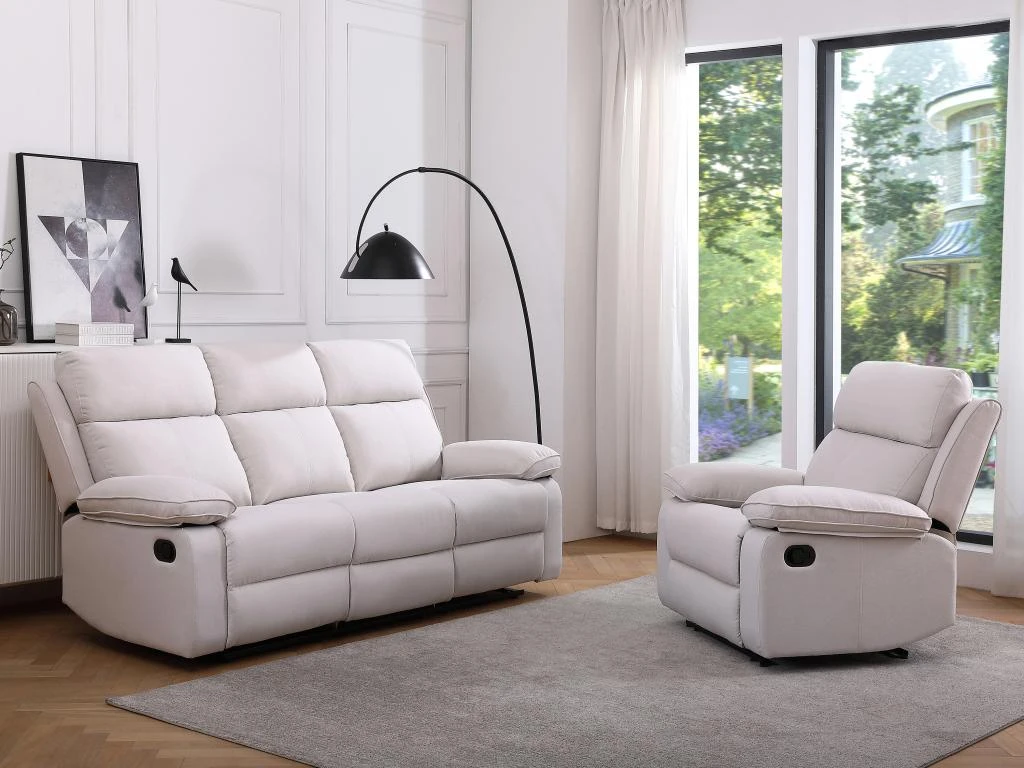 Fauteuil Relax En Tissu Beige LANA
