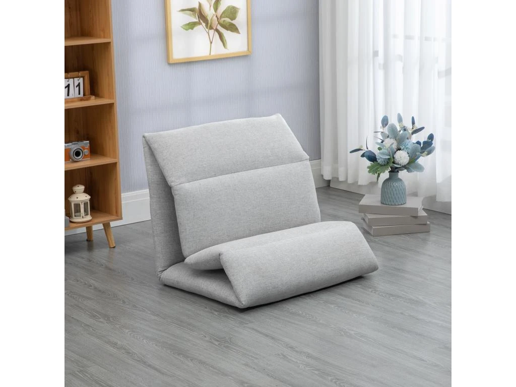 Fauteuil Convertible Fauteuil Paresseux Grand Confort Inclinaison Dossier Multipositions 90°-180° Acier Tissu Gris Clair