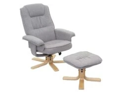 Fauteuil Relax TV Fauteuil Avec Tabouret En Tissu/textile Gris Clair 04_0002927