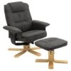Fauteuil De Relaxation CHARLY Avec Repose-pieds Siège Pivotant Dossier Inclinable Assise Rembourrée Relax, En Tissu Gris Anthracite