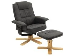 Fauteuil De Relaxation CHARLY Avec Repose-pieds Siège Pivotant Dossier Inclinable Assise Rembourrée Relax, En Tissu Gris Anthracite