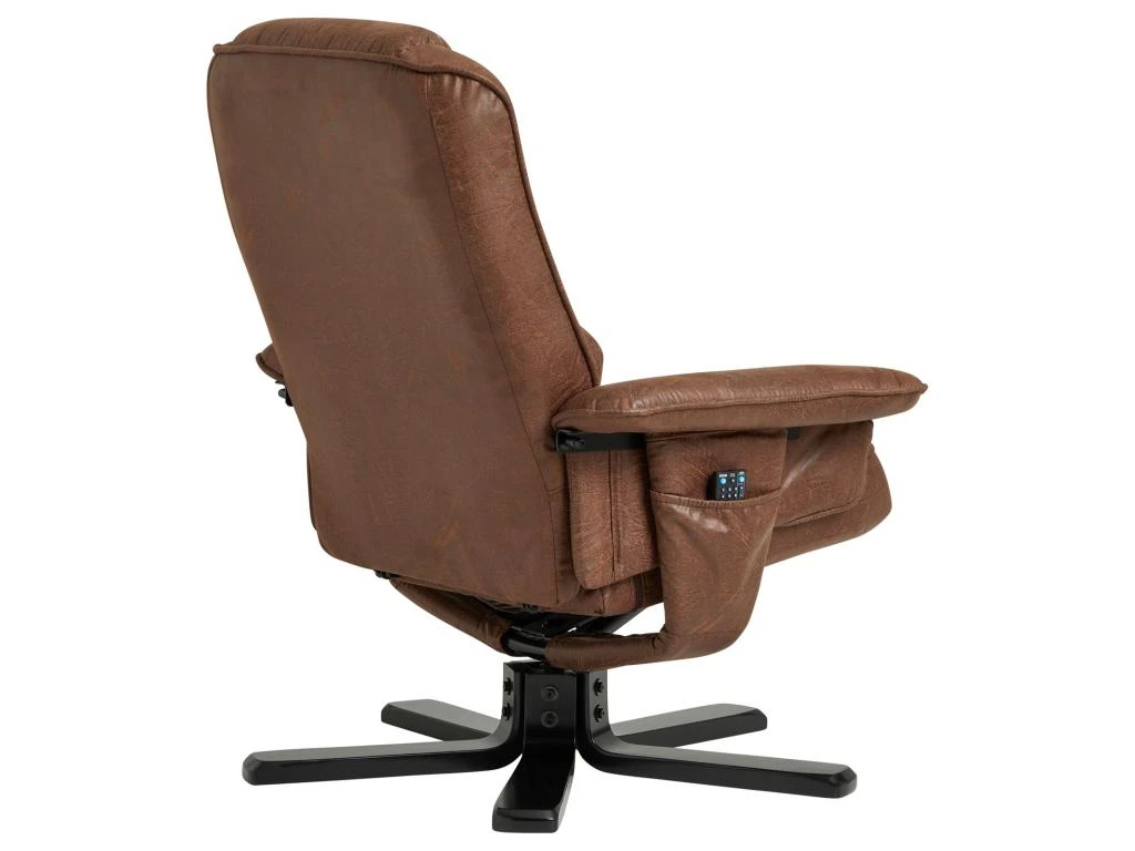 Fauteuil De Relaxation CHARLY Repose-pieds Siège Pivotant Dossier Inclinable Assise Rembourrée, En Tissu Vintage Brun Pieds Noirs – Image 5