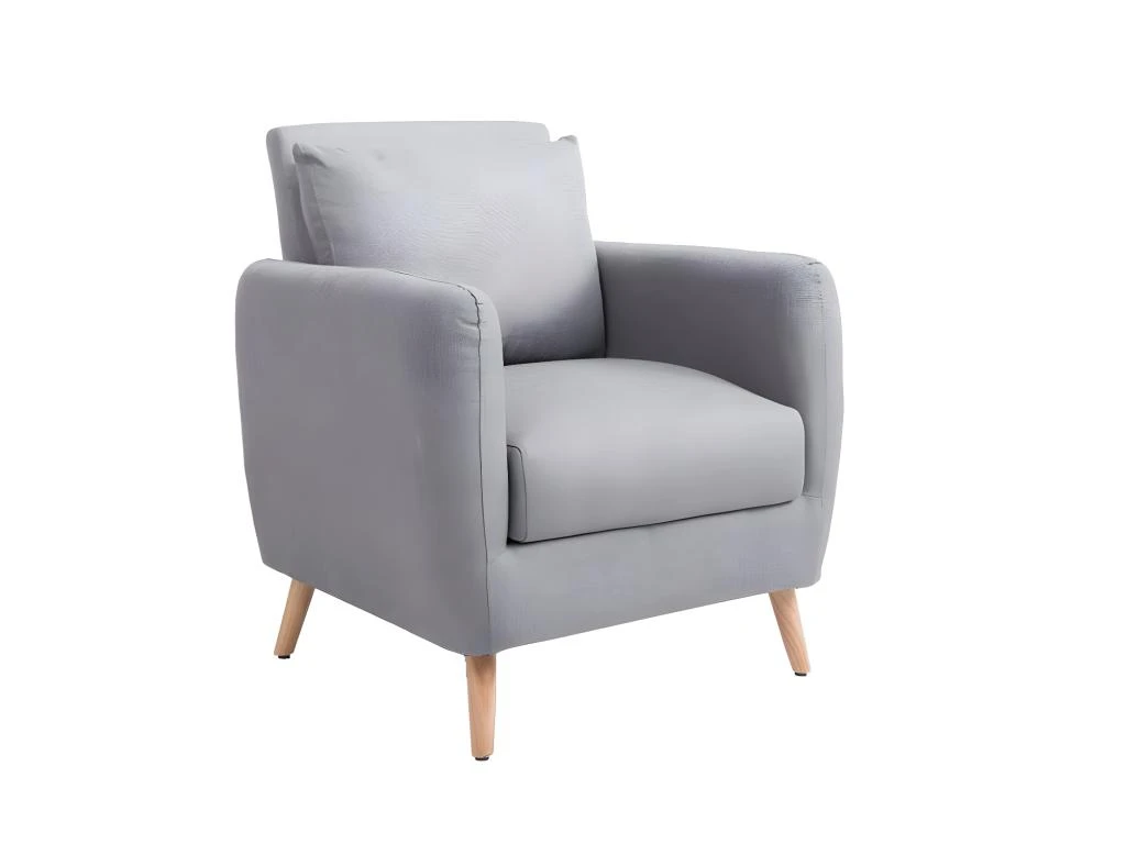 Fauteuil Rembourré Avec Accoudoir Et Coussin En Tissu Gris FAL10021