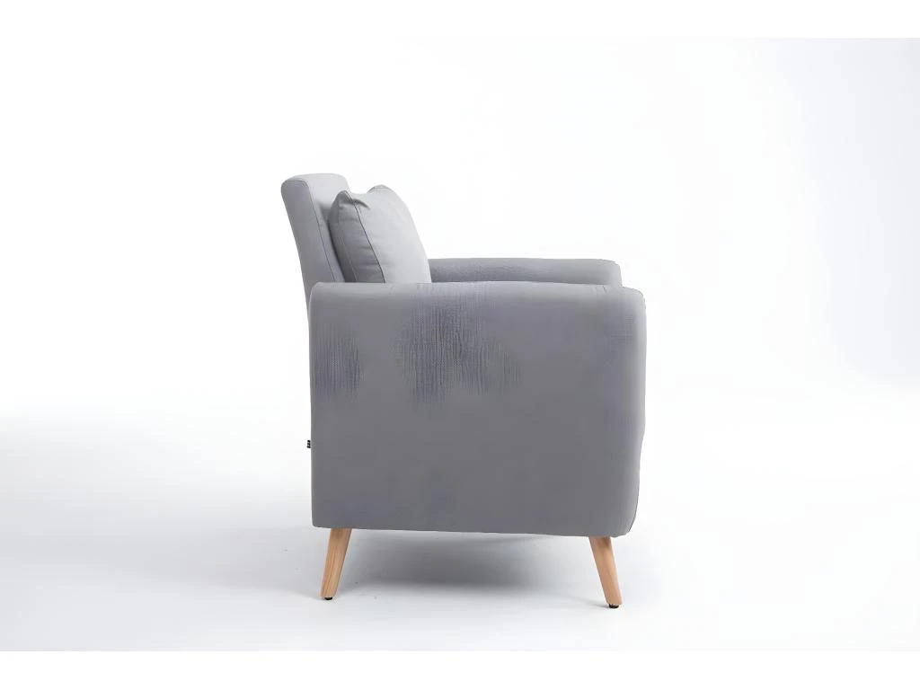 Fauteuil Rembourré Avec Accoudoir Et Coussin En Tissu Gris FAL10021 – Image 2