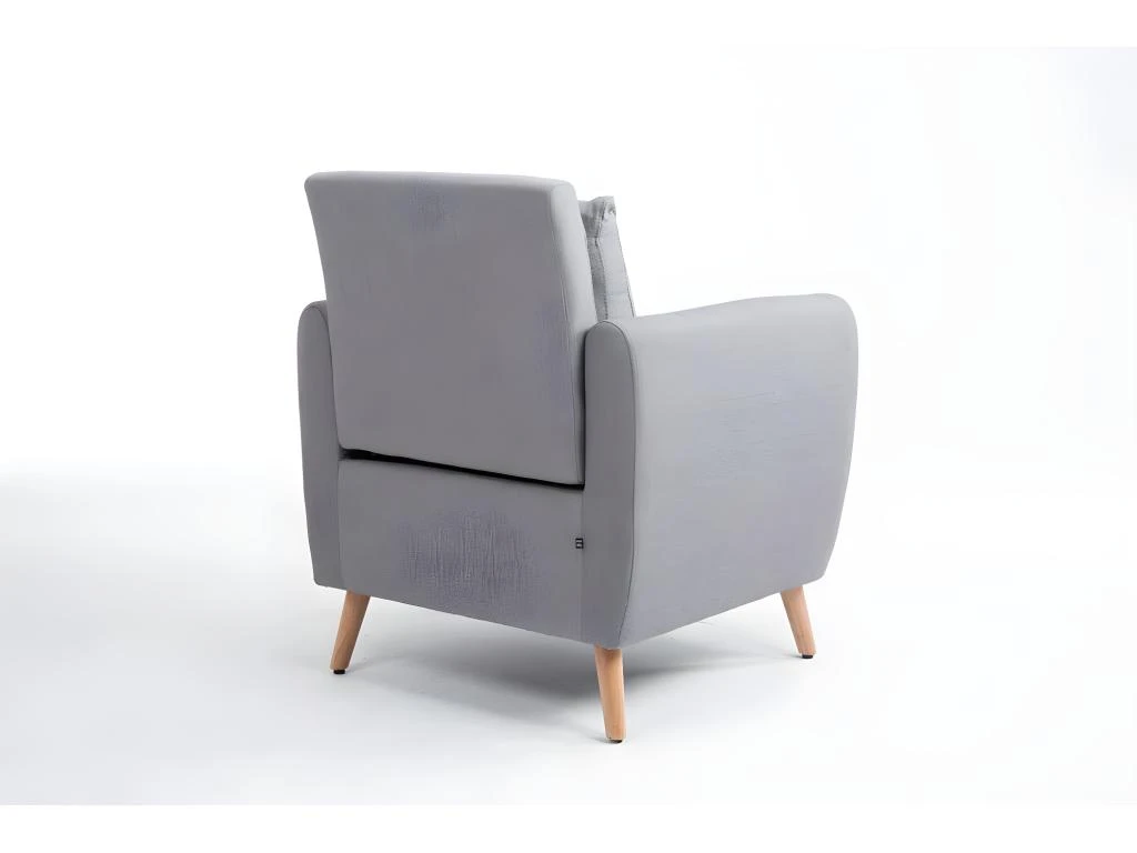 Fauteuil Rembourré Avec Accoudoir Et Coussin En Tissu Gris FAL10021 – Image 3