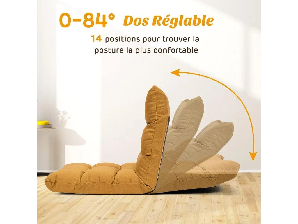 Canapé Paresseux Pliable, Chaise De Sol Rembourrée D’éponge, 108 X 56 X 12 Cm – Image 2