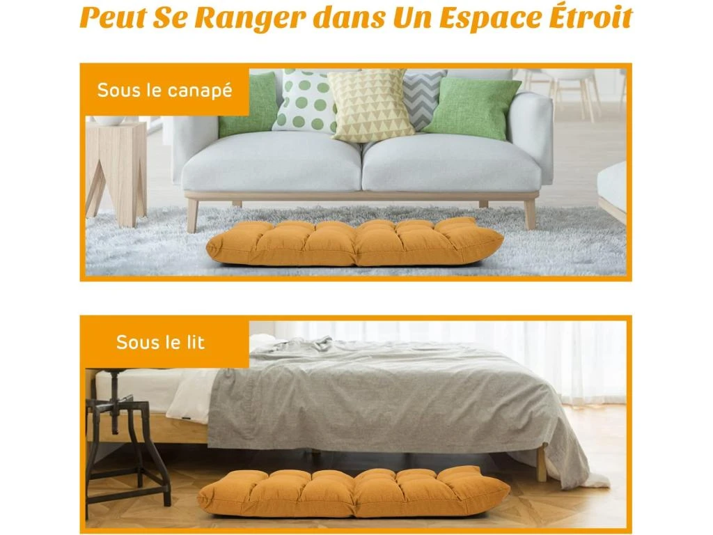 Canapé Paresseux Pliable, Chaise De Sol Rembourrée D’éponge, 108 X 56 X 12 Cm – Image 3