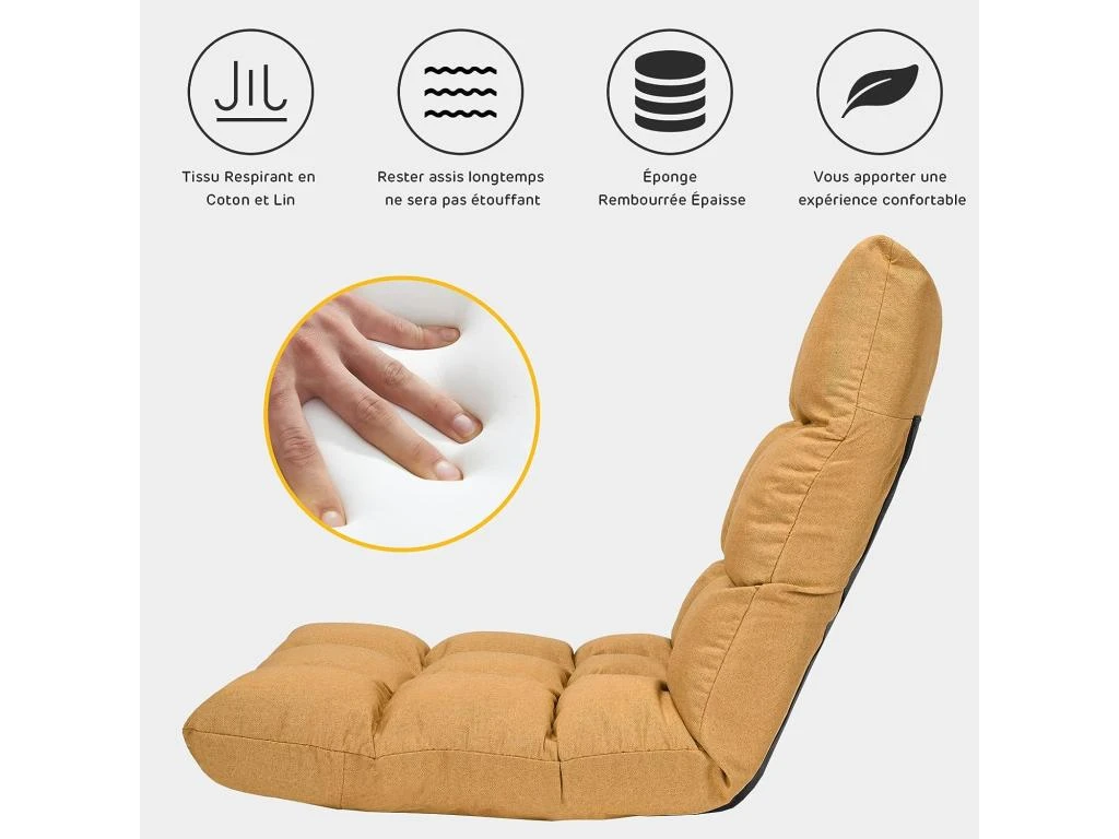 Canapé Paresseux Pliable, Chaise De Sol Rembourrée D’éponge, 108 X 56 X 12 Cm – Image 4